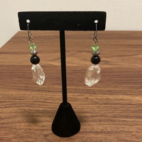 Contemporary Earrings in Rock Crystal & Semi Precious Stones/French Ear Wire. - Picture 3 of 4